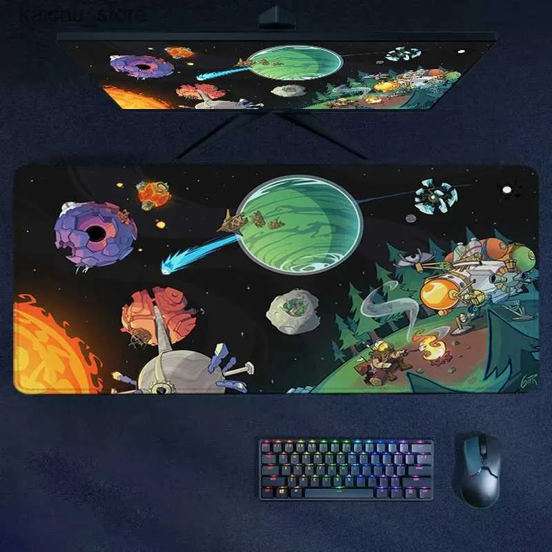 Mauspads Handgelenk ruht Maus-Pad Outer Wilds Gummi Verriegelungskante Tastatur Matte Mousepad Großer Spieler Deskmat XXL Nicht-Schlupftischteppich-Computerzubehör Y240419