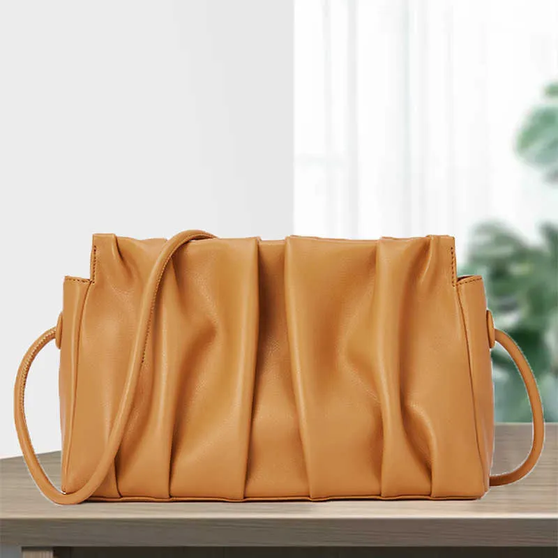 Single 2024 Shoulder Bag Trendy Texture Soft Cowhide Versatile Diagonal Straddle Womens