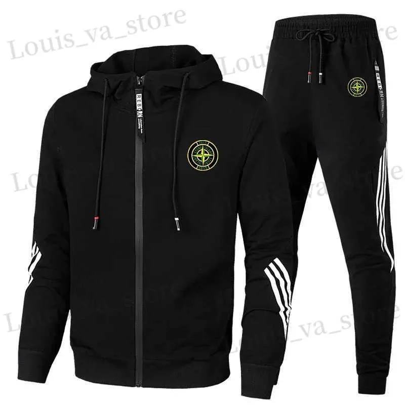 Herren-Trainingsanzüge Casual Casual Wear Sportswear Personalisierte Sportswear Premium Sportswear Einstiegs-Sportbekleidung 2-teiliger Zippere T240419