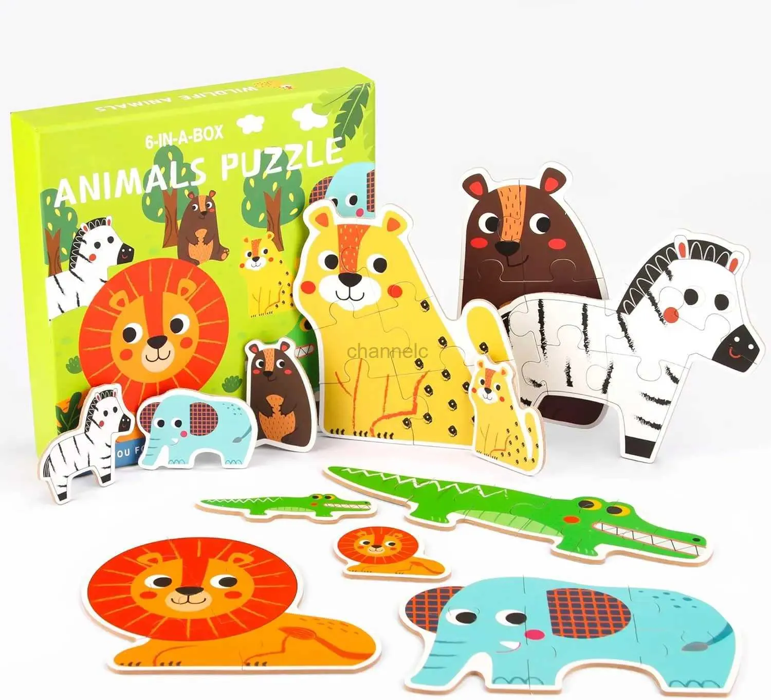 Puzzles 3D YEATBO 6 In 1 Animaux Puzz à sol en puzzle Game d'enfants Game éducatif en bois pour 3 4 5 ans 240419