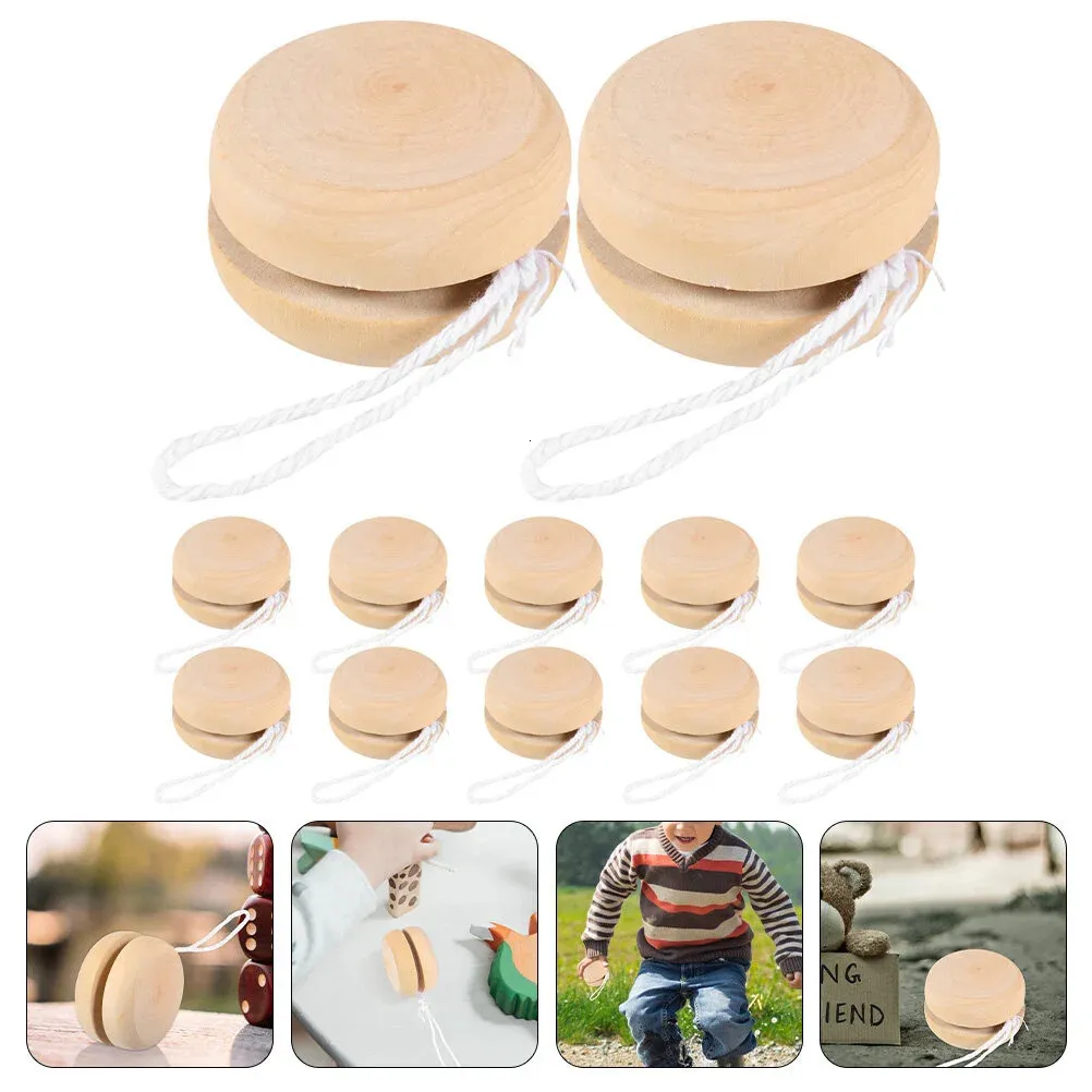 12 PCs Outdoor Play Toys Kids Yoyo Ball Zeichnung mit Jo-Yo-Bällen Playthings Holzkreatives Kleinkind 240416