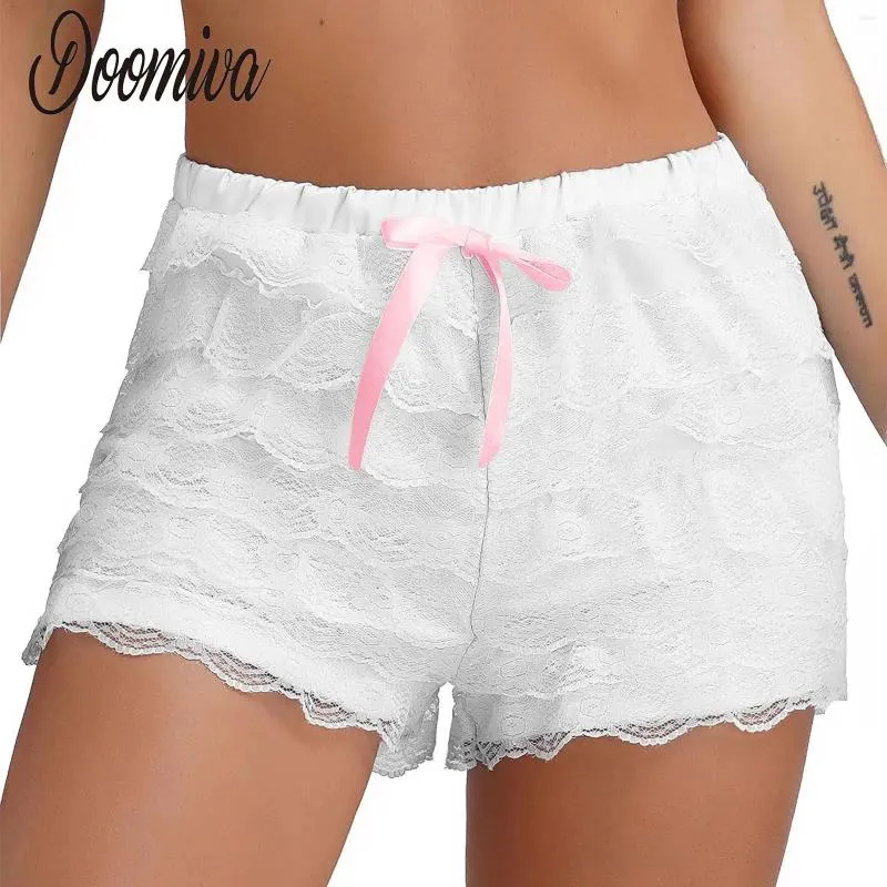 Women's Shorts Womens Ruffled Bloomers Pumpkin Tiered Lace Trim Sweet Bowknot Safety Underpants For Role Play Masquerade Theme Party