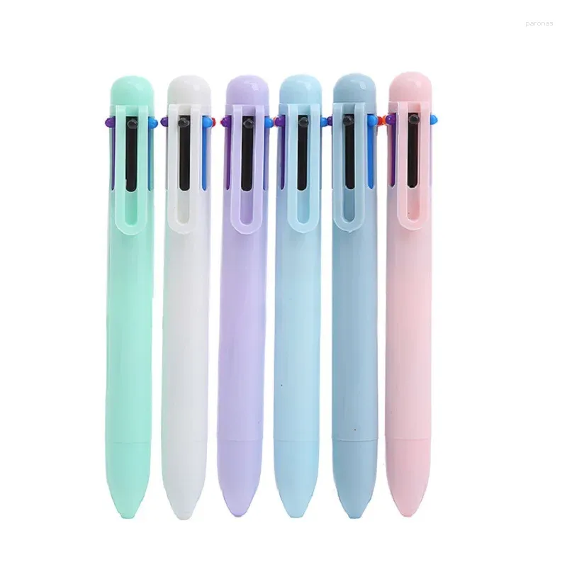 High-looking 6-color Ballpoint Pen Cute Student Stationery Click Girly Heart Color