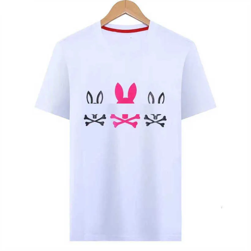 2024 Psyco Bunny قمصان أمريكية المصمم جمجمة أرنب نمط القطن Tshirt Tees Men Laze Business Disual Shorts Summer T-Shirt Lyu8