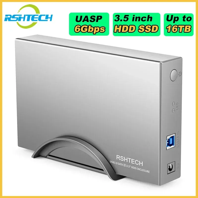Obudowa Rshtech Drive Hard Drive Załącznik USB 3.0 do Aluminium Aluminium Zewnętrzny dock doku twardego dla 3,5 -calowego SSD HDD do 16 TB dysków
