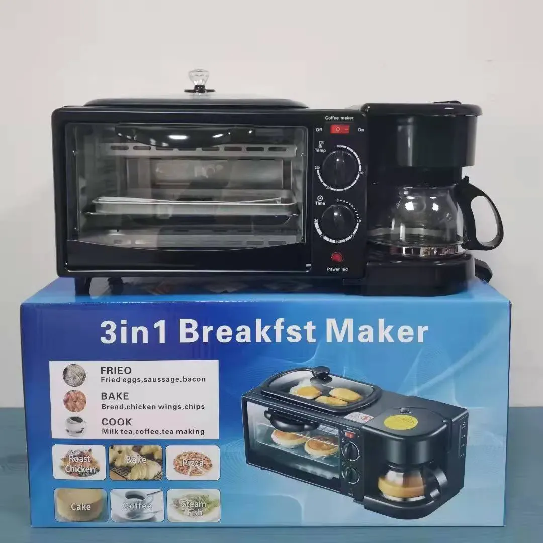 Contrôles transformateurs Cross Border Three in One Breakfast Machine Appareils ménagers à pâtisserie Bargot Café Barbecue de pain Gift Distr