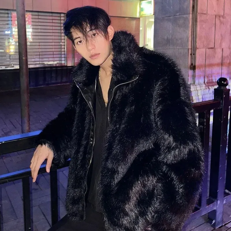 Save Big on Bulk Fox Fur Coat Korean Korean Fashion Faux Fox Fur Coat  Autumn And Winter Street Trend Warm Jacket Mens Street Clothing Hip Hop  Black
