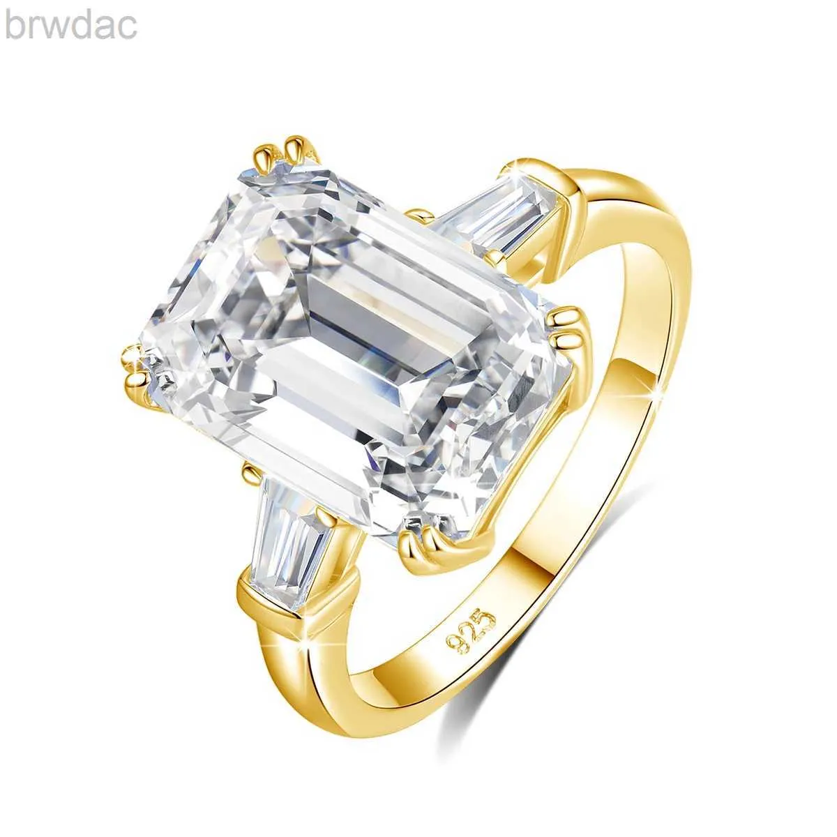 Solitaire Ring Certifikat 10CT Emerald Cut Moissanite Ring Gold Big Diamond Wedding Jewelry for Women Waterproof Engagement Bride Gift Nytt i D240419