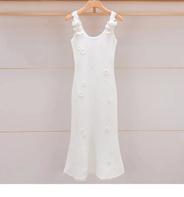 402 XXL 2024 Milan Runway Dress Spring Summer Sleeveless Crew Neck Womens Dress Fashion High Quality Qiahe