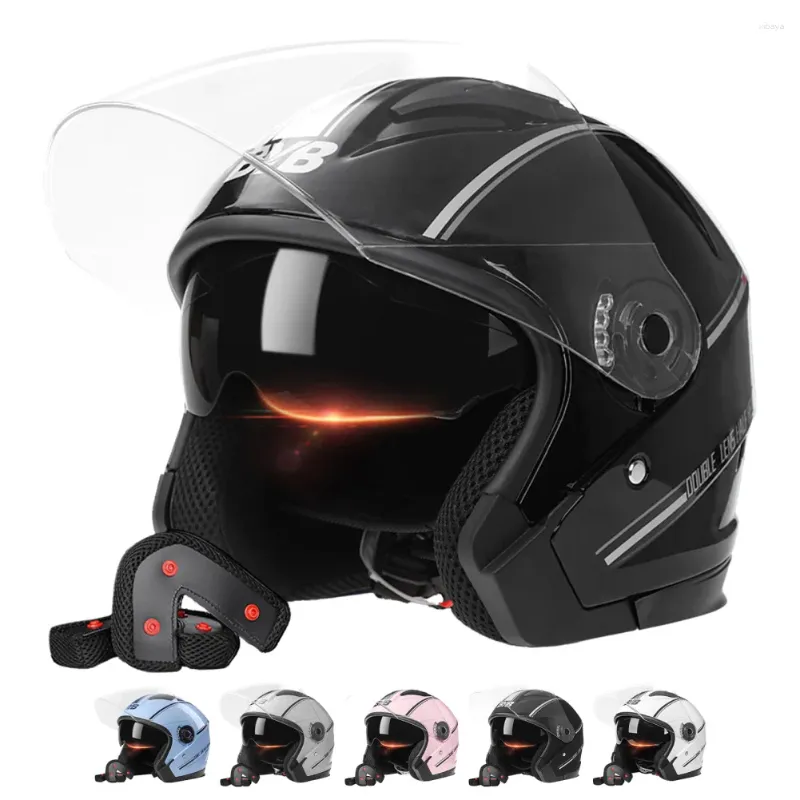 Motorfiets helmen open gezicht helm mannen vrouwen dubbele lens zon vizier top ventilaties systeem lichtgewicht scooter fiets /4