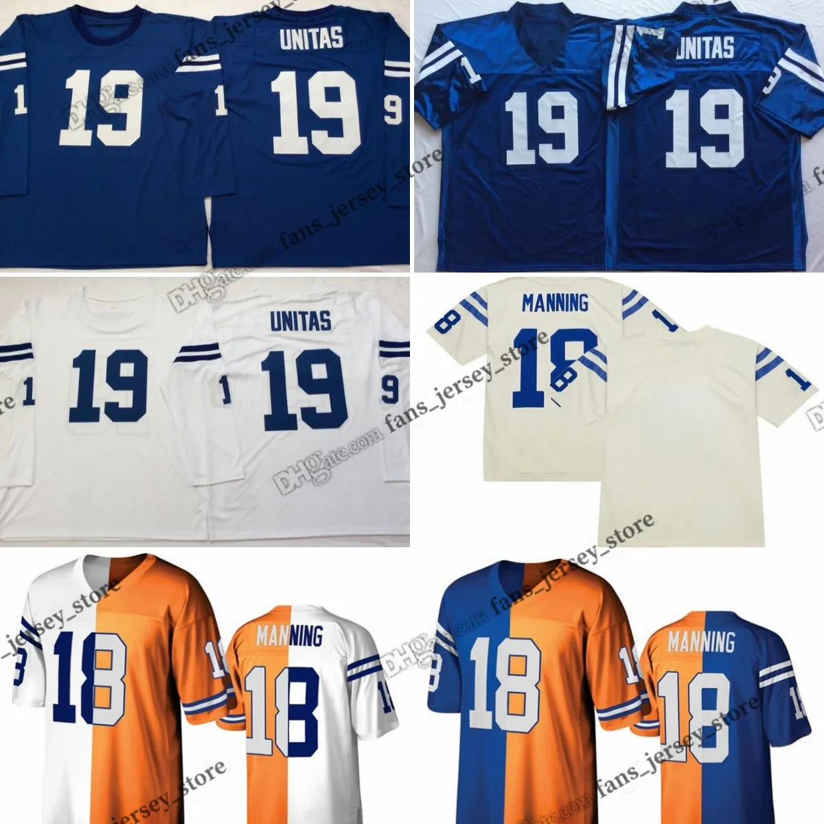 Custom 75th Throwback 19 Johnny Unitas 1969 Football Jerseys 24 Lenny Moore 93 Dwight Freeney 18 Peyton Manning 88 Marvin Harrison 82 Raymond Berry 89 Gino Marchetti