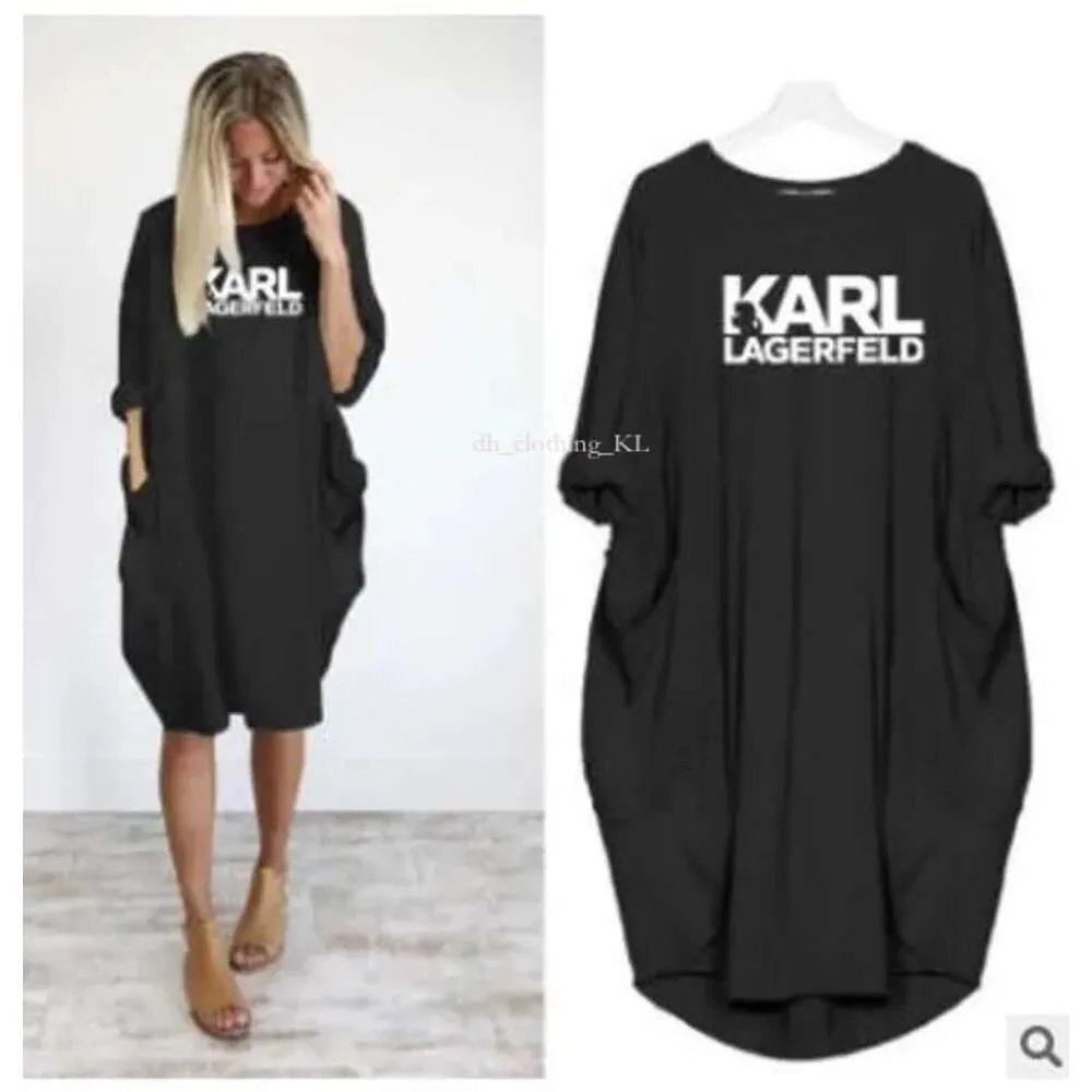 Klänningar kvinnor Karl Lagerfield Woman Dress Designer Letters Karl Loose Letter Luxury bekväm och högkvalitativ vår sommar stor storlek 4xl 5xl plus kläder 726