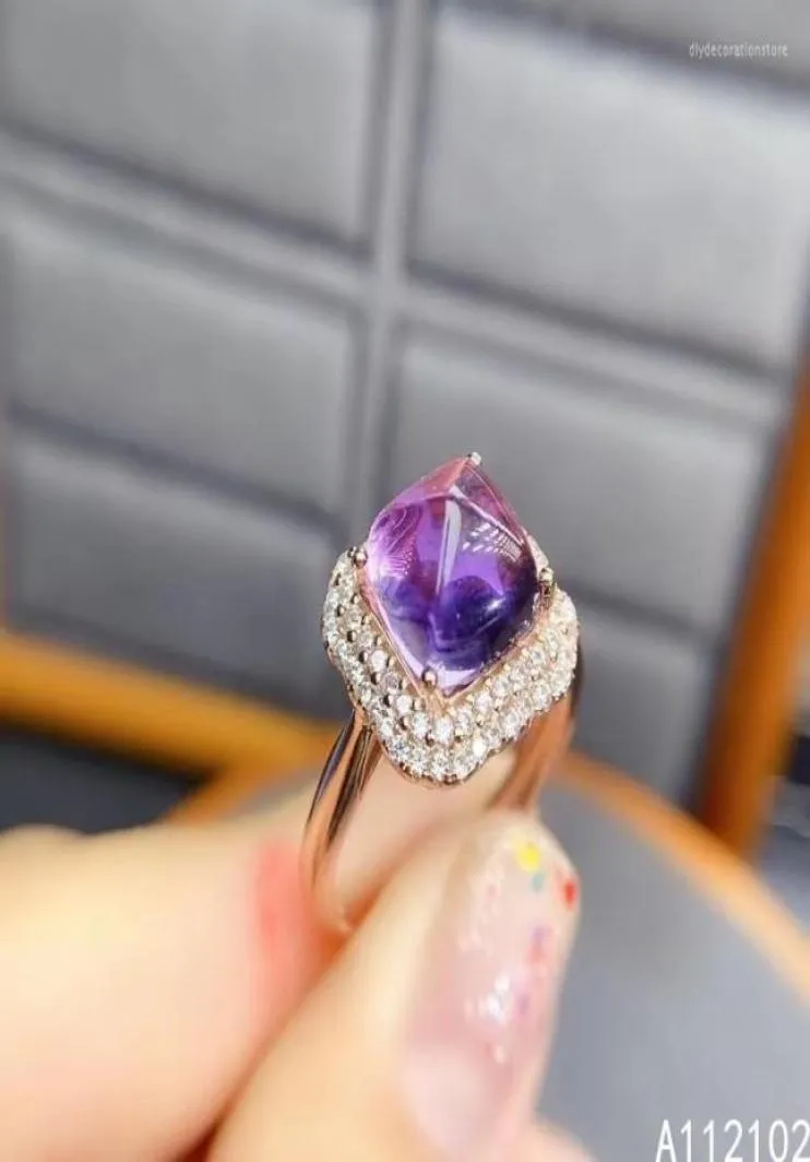 Cluster Rings KJJEAXCMY Fine Jewelry 925 Sterling Silver Inlaid Natural Amethyst Exquisite Girl Ring Support Test Chinese Style7050080