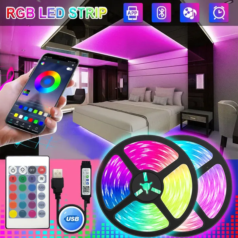 LED -strip lampor navidad spelrumsdekor LED 10m 20m RGB 5050 Bluetooth USB TV LED -strip neon LED -lampor Christma dekoration