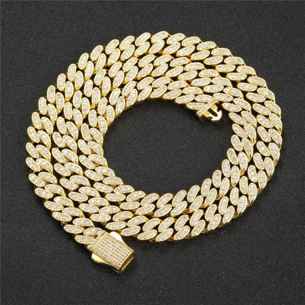 Trendig 9mm 16-24 tum ren 925 Sterling Silver Bling Moissanite Diamond Cuban Chain Necklace Armband för kvinnor män trevlig gåva2173