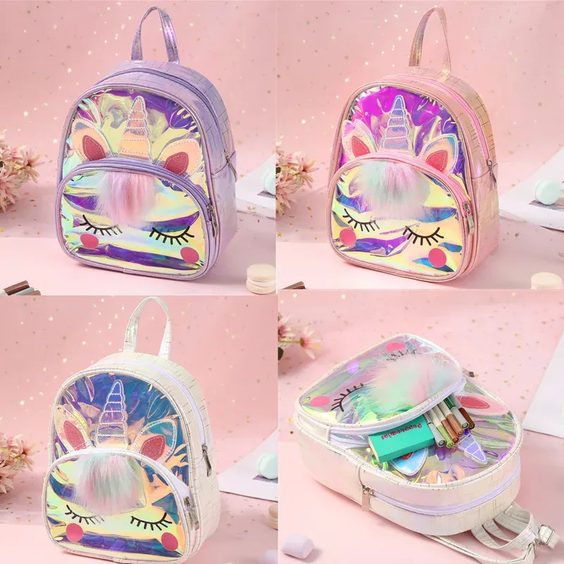 Taschen Dream Laser Einhorn Kinder kleine Rucksäcke Kinder Fashion TPU Gradient School Kawaii Taschen Mädchen Prinzessin Rucksack im Kindergarten