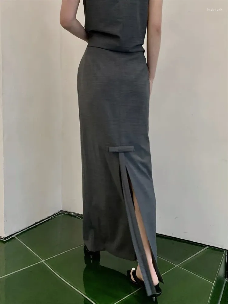 Jupes jupe féminine arc arrière back fente de haute qualité luxe mode a-ligne midi buste 2 couleur pour femme 2024 été ddxgz2v 4.06