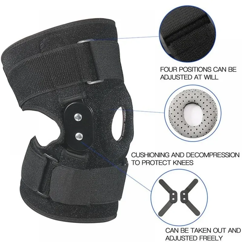 Hinged Knee Brace Adjustable Knee Support with Side Stabilizers of Locking Dials for Knee Pain Arthritis Meniscus Tear