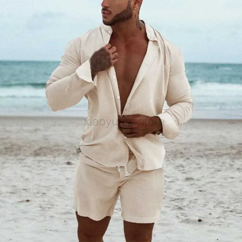 Shorts maschile uomini set hawaiani Beach 2022 Sump -Collar Shorts Shorts Shorts Shorts Shorts Shorts Shorts Shorts Shorts a 2 pezzi Set 240419 240419