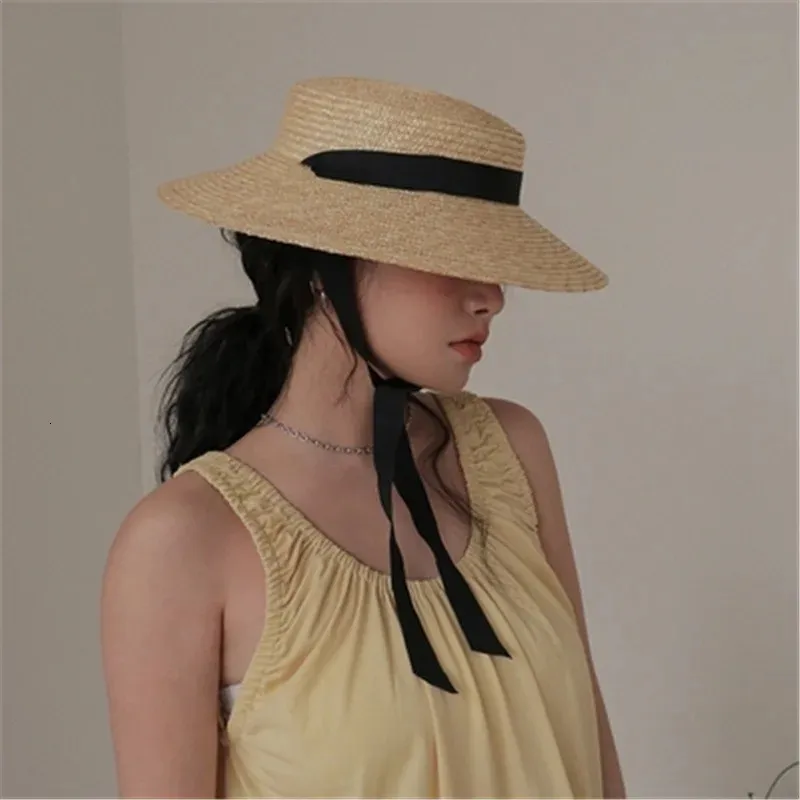 Femmes Summer Paille Hat Big Sun Visor Sun Sun Souverside Seaside Beach Hat Chapeau Paille de paille Holiday