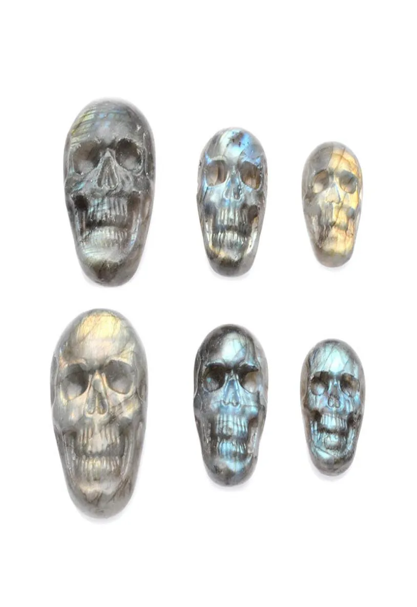 Natural Labradorite Stone Carved Skull Pendant Cabochon DIY Ring for Jewelry Making Supplies4366456