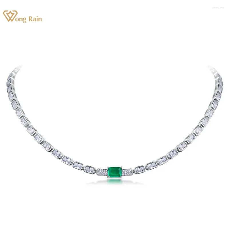 Chains Wong Rain Elegant 925 Sterling Silver Emerald Ruby Sapphire High Carbon Diamond Gemstone Necklace Fine Jewelry Anniversary Gifts