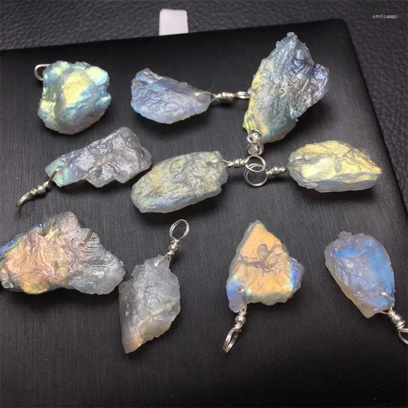 Link Armbanden S925 Natural Raw Labradorite hanger Fashion Healing Fengshui Stone voor het maken van sieraden ketting cadeau 2 stks