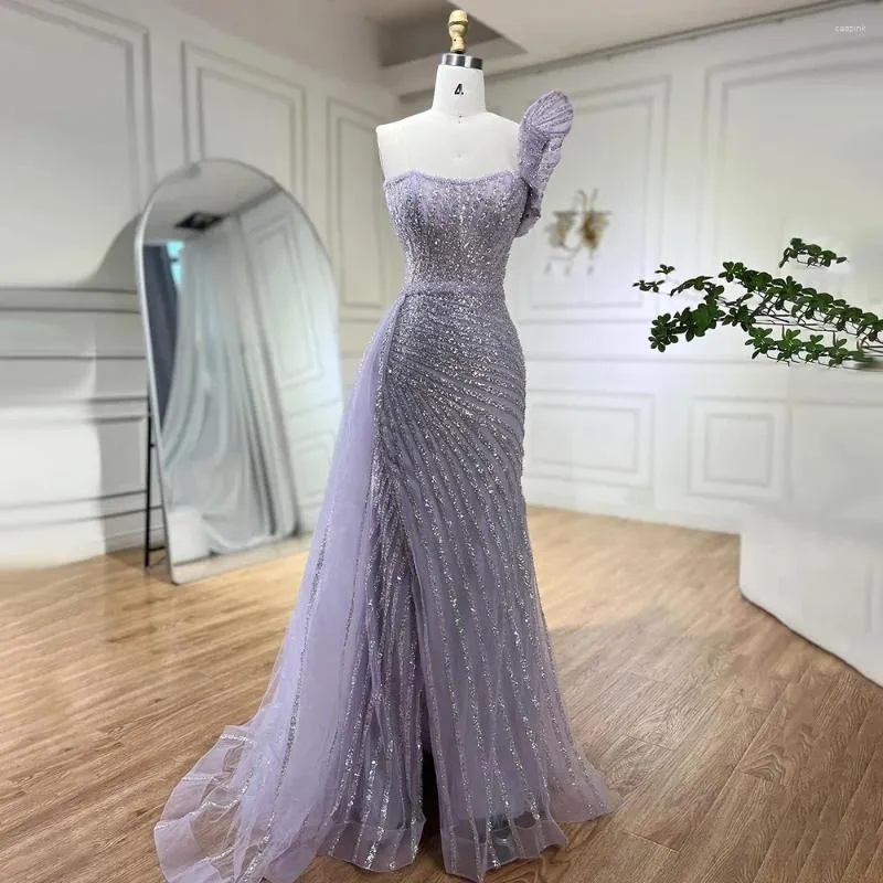 Party Dresses Serene Hill Lilac One Shoulder Split Open Mermaid Beaded Evening 2024 Elegant Gowns For Women DLA72277