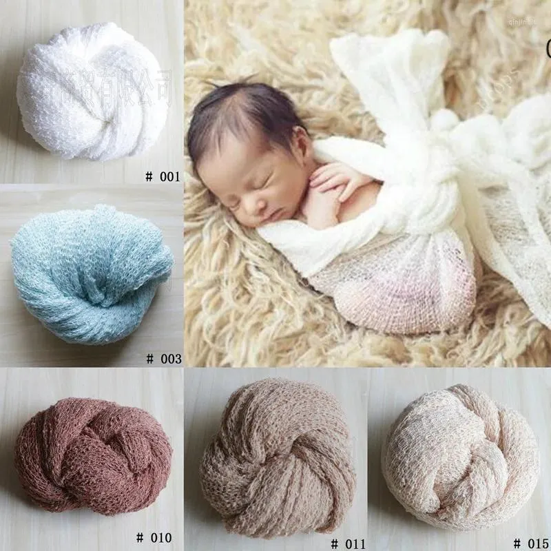 Filtar födda pografiska rekvisita baby filt stretch solid wraps cocoon tar emot och swaddles tillbehör