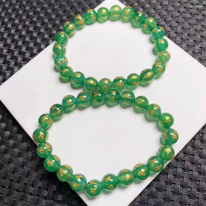 Bracelets de liaison Green Agate Ommani Padmehum Bracelet Femmes Charm