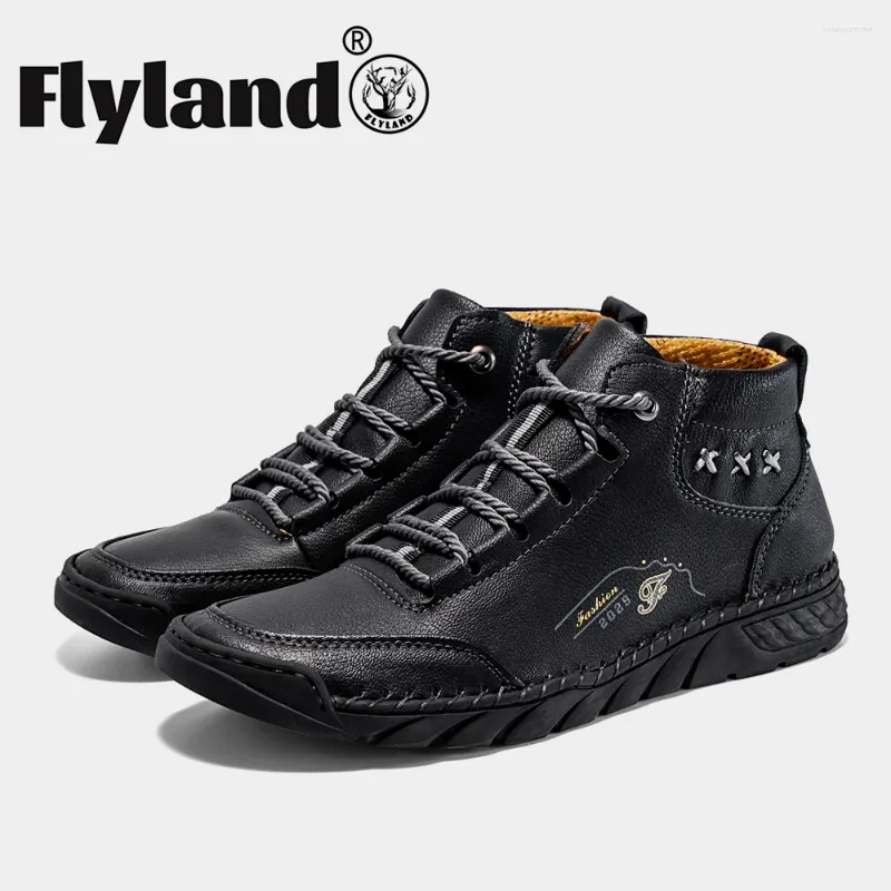 Casual Shoes Handmade Genuine Leather Men Ankle Boots Lace  display picture 3