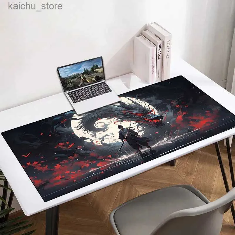 Muisblokken Pols Rests Moon Samurai XXL Mouse Pad 900x400 Non Slip Rubber Toetsenbord Game Pad Playmat Desktop Computer en Office Mouse Pad Animation G Y240504 6UTO