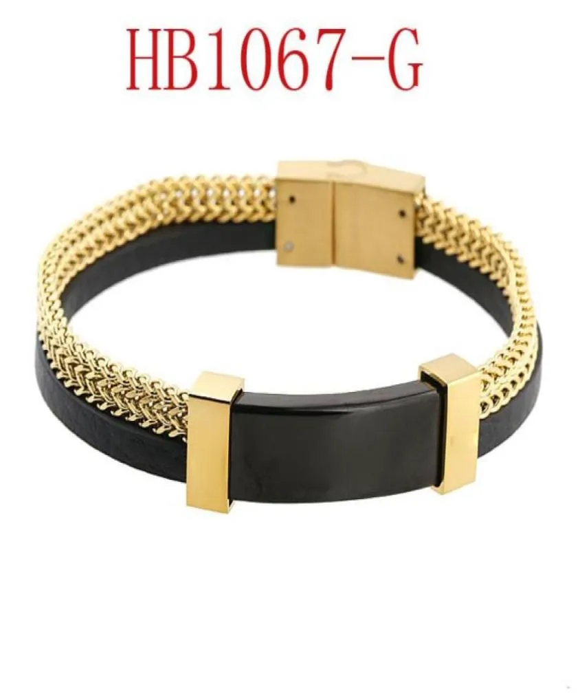 rostfritt stål smycken hela mode läder armband dubbelkedja designer armband mode mens armband designer armband je46037284210