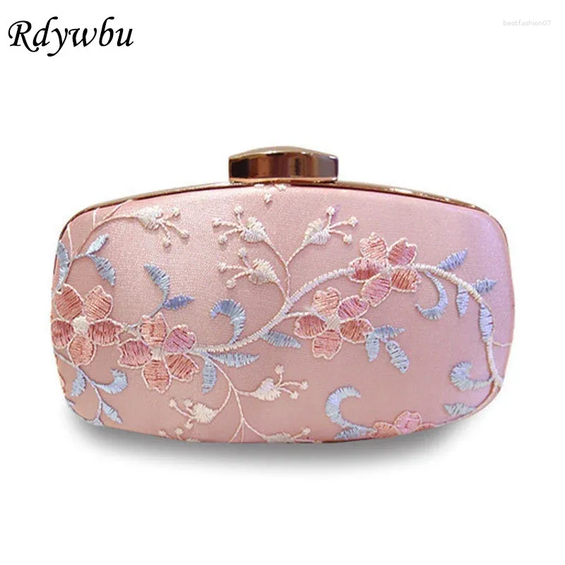 Evening Bags National Flowers Embroidery Bag Women Fashion Day Clutches Girls Party Wedding Chain Shoulder B125