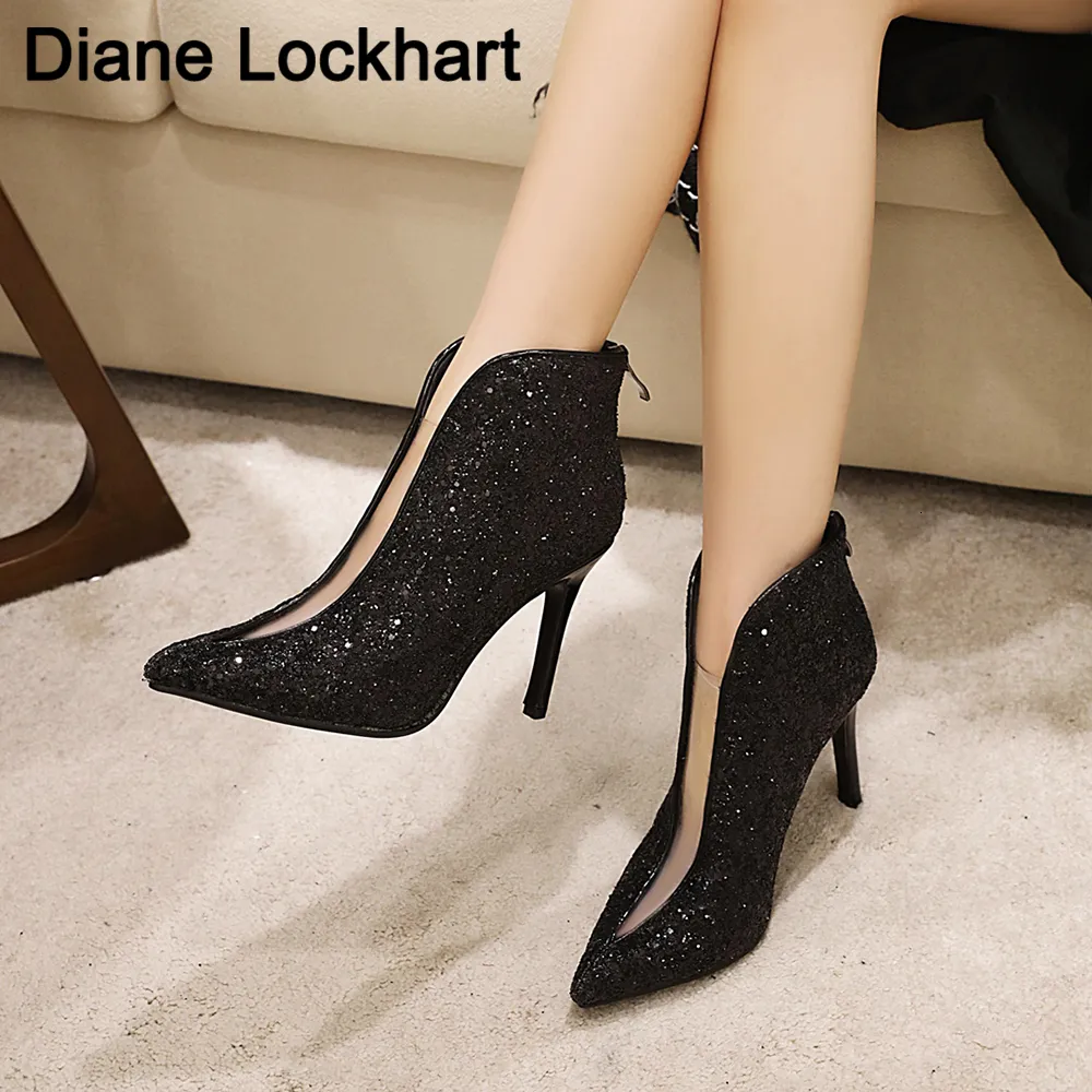 Heeled Deep V Ankle Boots Korks Shamira Women Distressed Brown