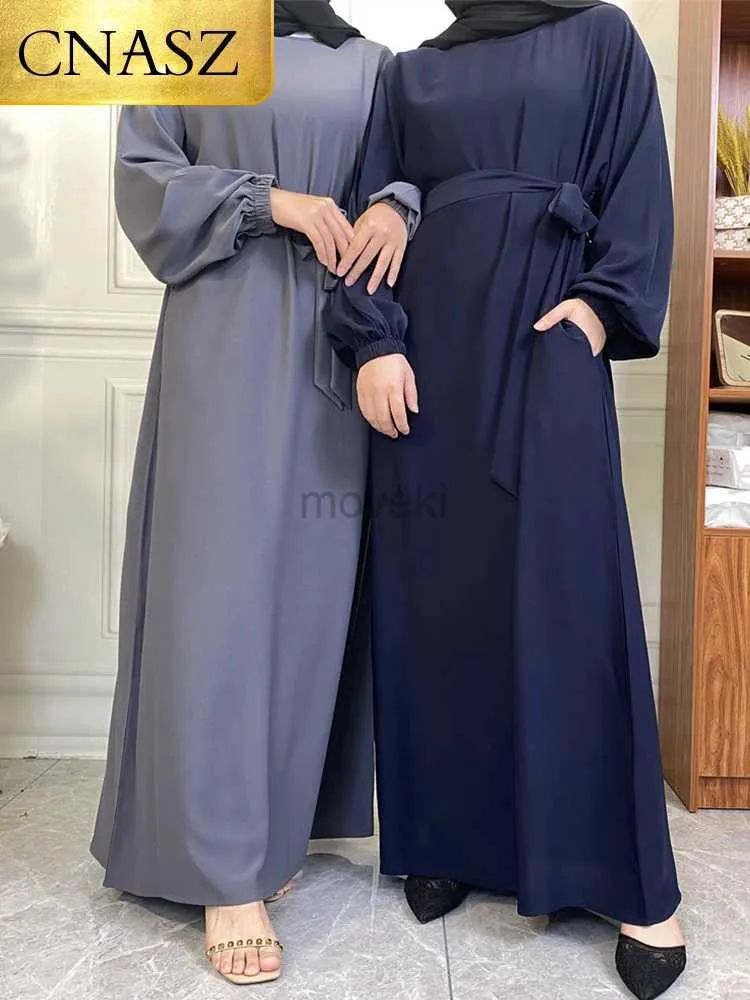 Ubranie etniczne Hot Selle proste sukienki marokańskie sukienki Kaftan Turcja Solid Kolor Zatoka Abayas Islamska Kobiety Long Sukienka muzułmańska saudyjska szata Ramadan D240419