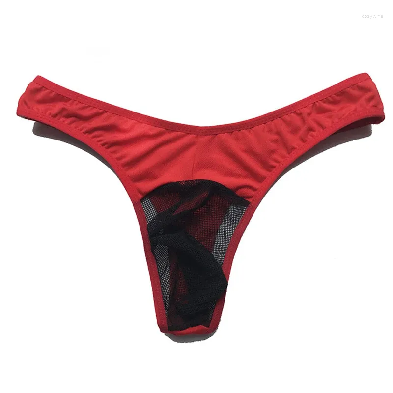 Underpants's Sexy Bashing Briefs Breads da biancheria traspirabile Vedi attraverso la custodia del rigonfiamento T-back perizoma Male Bikini Lingerie Elastic