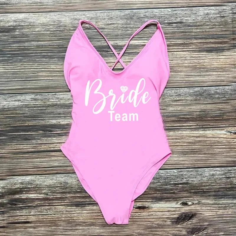 Women's Swimwear Hen Bachelor Party Woman One Piece Swimsuit Bride Team Diamond Sexy Pad Swimsuits Girl Summer Bathing Suit Micro Bikini