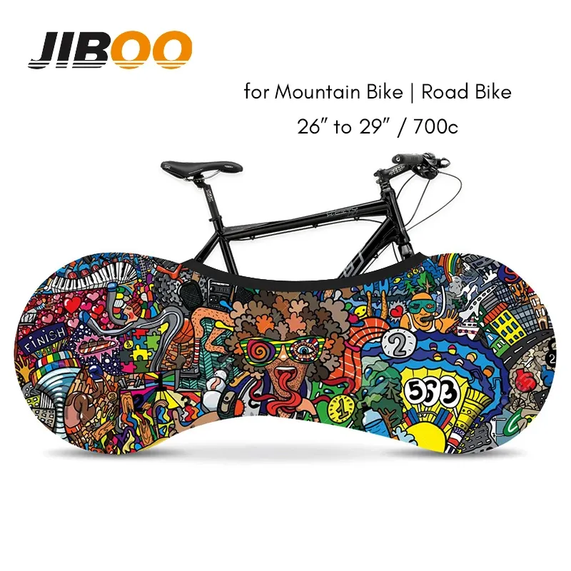 Bags JIBOO Fashion Elastic Bike Cover Smooth Stretch Fabric Bicycle Storage Bag MTB Road Electric Bike 26 27.5 29 Cycling Accessories