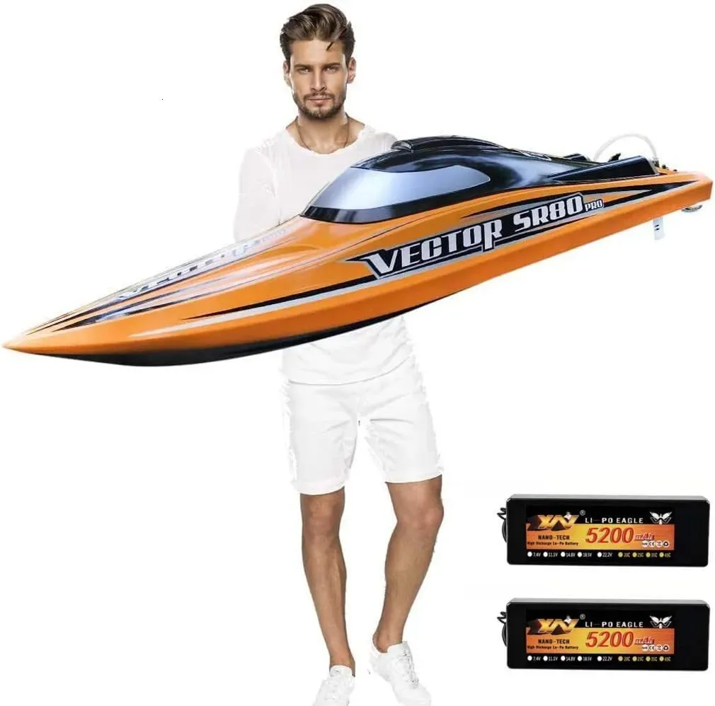 Båtar Electric RC -båtar 31,5 "Stor fjärrkontrollbåt för vuxna 798 4P Pro Brushless Speedboat 80 km H Två 5200 mAh Batterisätt vid S