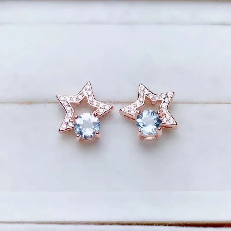 Dangle Earrings High Quality Aquamarine Stars S925 Pure Silver Fine Fashion Charm Simple Jewelry For Women MeibaPJFS