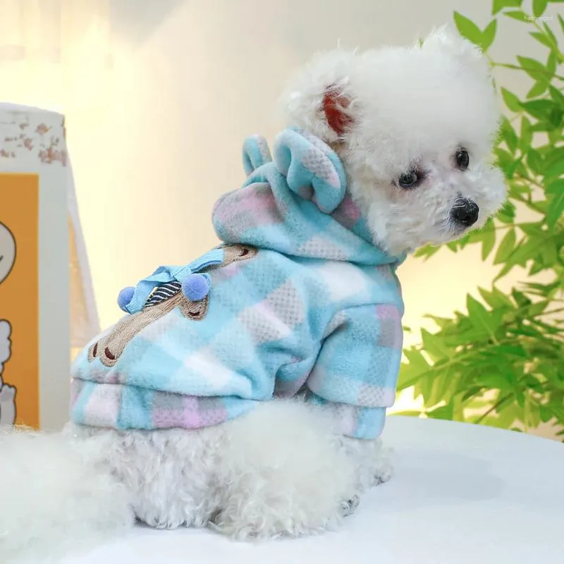 Ubrania u ubrania dla psa zima jesienna kratą bluzę z kapturem Pet Cute Desinger Kurtka Mała kreskówka SWEAT KOT HARNESS Yorkshire Schnaumer Pug