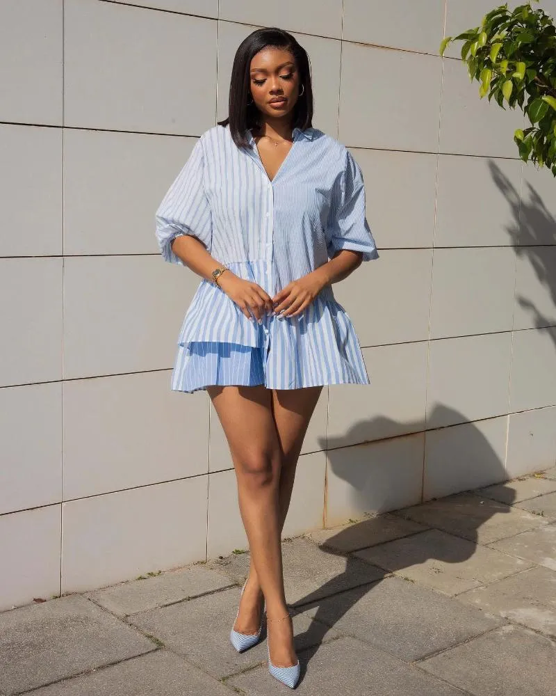 Casual Print Patchwork Turndown Collar Shirt Dress Dresses Casual Print Patchwork Turndown Collar Shirt Dress Dresses