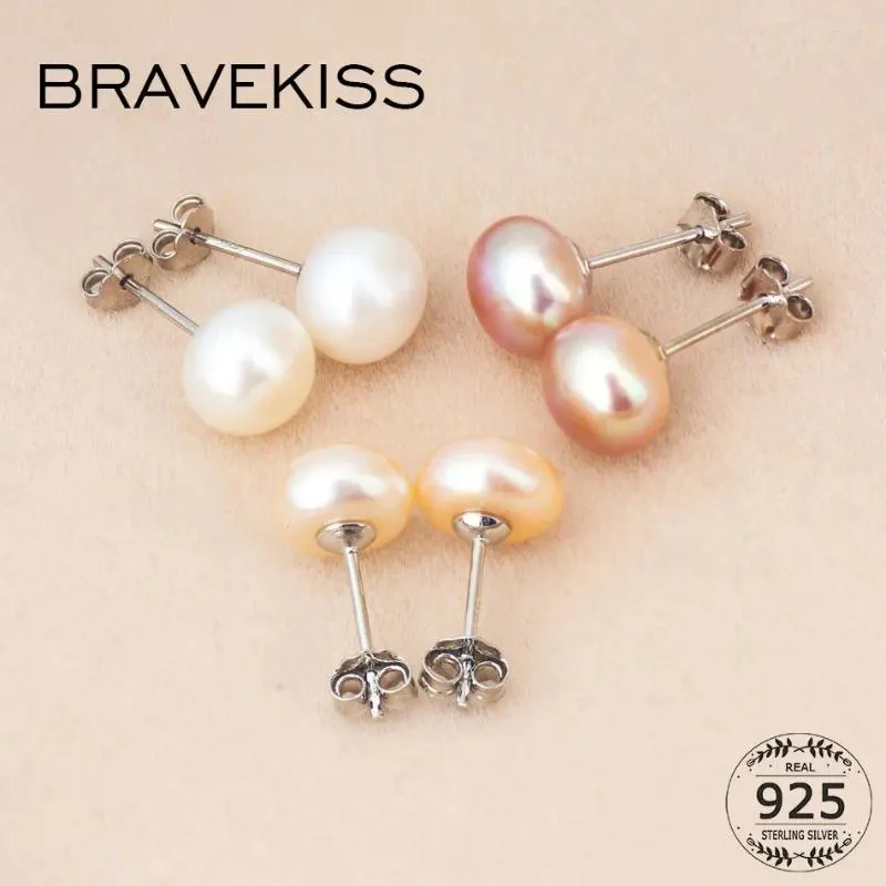 Серьги -грибы Храбрость натуральные пресноводные жемчужины 925 серебро для женщин Элегантные розовые простые ювелирные изделия Bae0003
