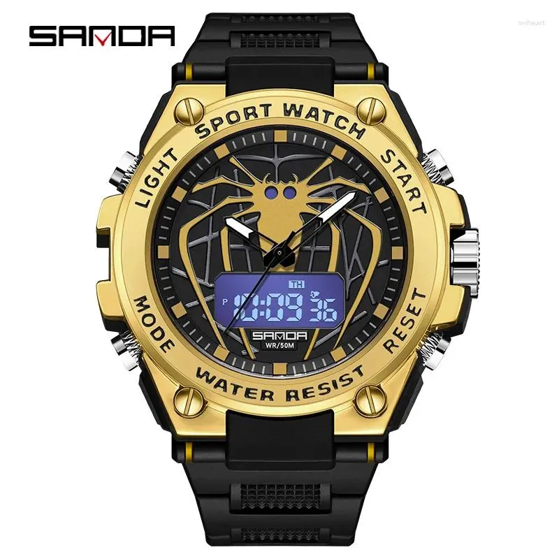 Montre-bracelets Sanda 3159 Design Fashion Mens 2024 Sport Military Quartz Watches 50m Sparproof-Wristwatch pour l'horloge masculine Relogie Masculino