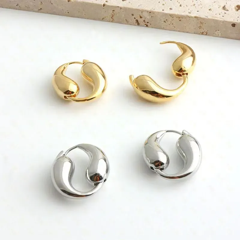 Stud Gold Silver hoop earrings for women earrings Geometric shape of water droplets Stud Earrings Ladies stainless steel Gold Silver Ea