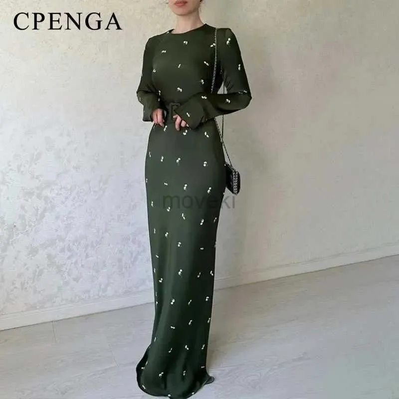 Ubranie etniczne 2024 Nowa zielona sukienka na imprezę eleganckie muzułmańskie sukienki dla kobiet Dubai Abaya Long szat