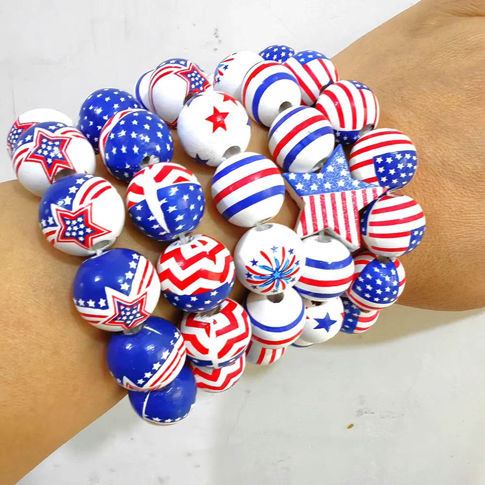 Charm Armband American Independence Day Armband Personlig mode MTI Layered USA Flag Five Pointed Star Pendant Drop Delivery otust