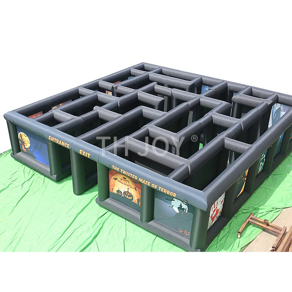 Air à porte à porte Activités extérieures Maze de maison hantée gonflable, 8x8x2m Impression sur mesure Maze gonflable Field Laser Tag Maze