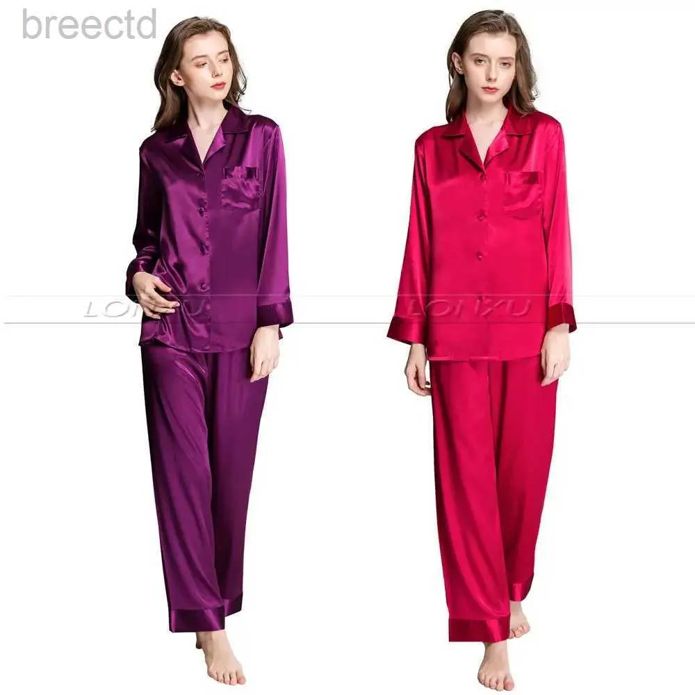 Kobiety Sleep Lounge Women Satin Satin Pajamas Zestaw piżamy piżamowy zestaw piżamowy PJS Salwear Loungewear SMLXL2XL3XL Plus Size D240419